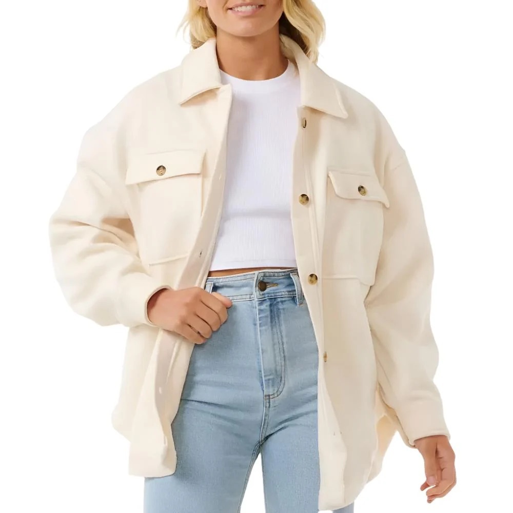 Miss selfie oatmeal fleece shacket M